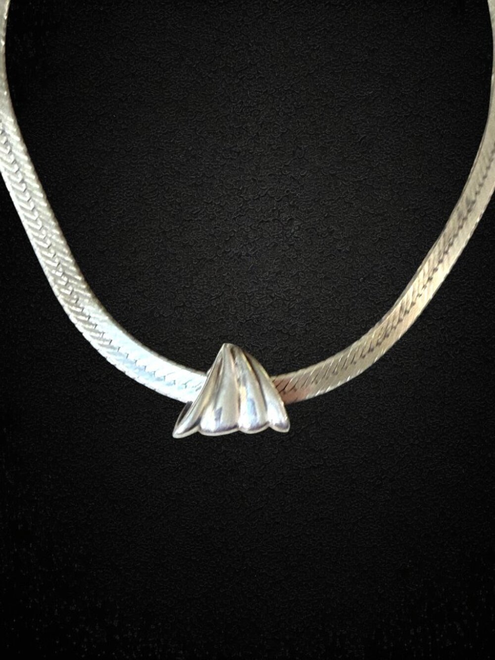 Vintage 925 Sterling Silver Modernist Fan Slide Pendant Enhancer 5.2g